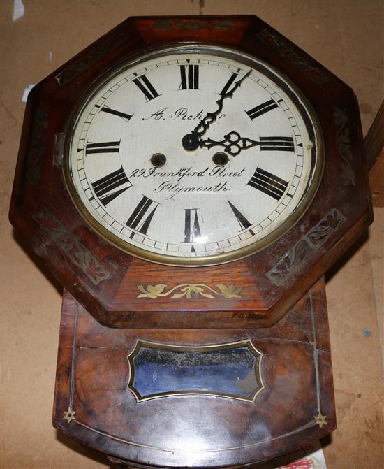 Regency rosewood wall clock (later battery movement)